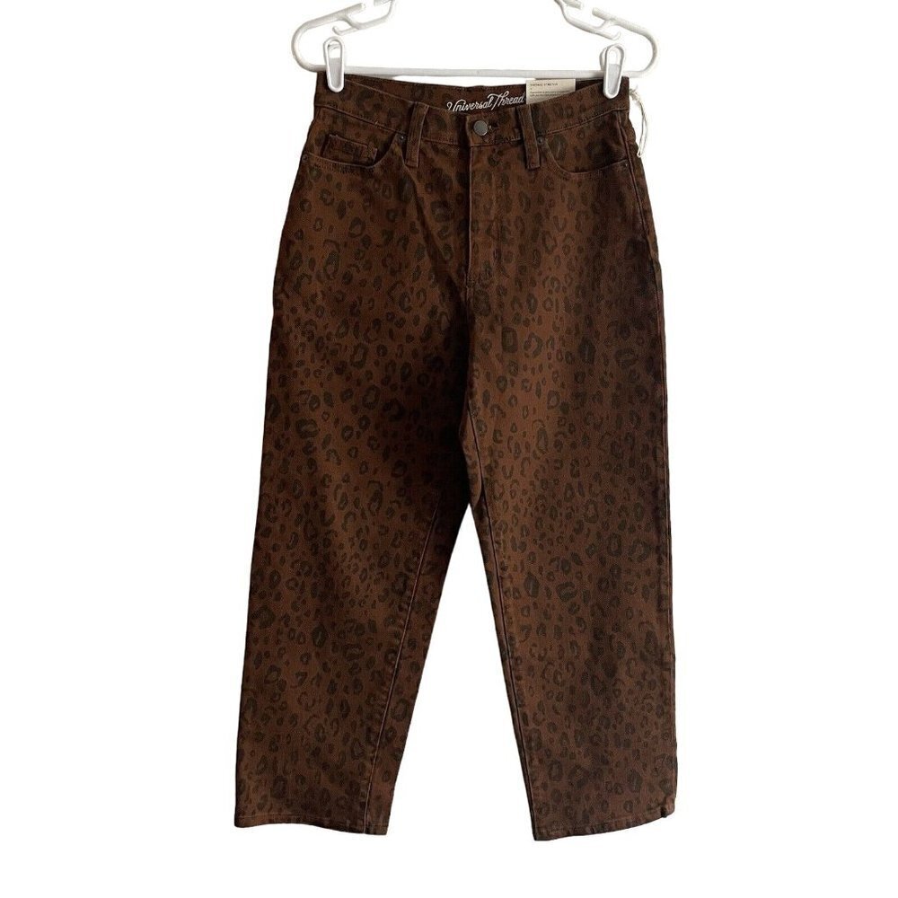 Universal Thread Women 2/26R Brown Leopard High Rise Vintage Straight Jean NWT - Picture 3 of 12